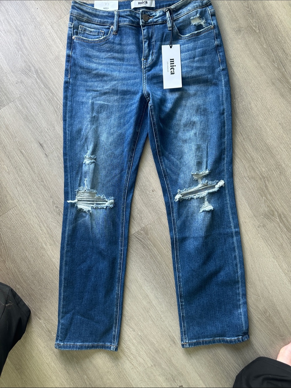 Mica Denim Mid-Rise Straight Leg Jeans in Classic Blue